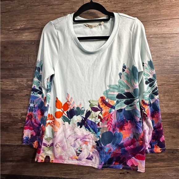 Soft Surroundings Graphic Floral Blouse - Picture 1 of 8